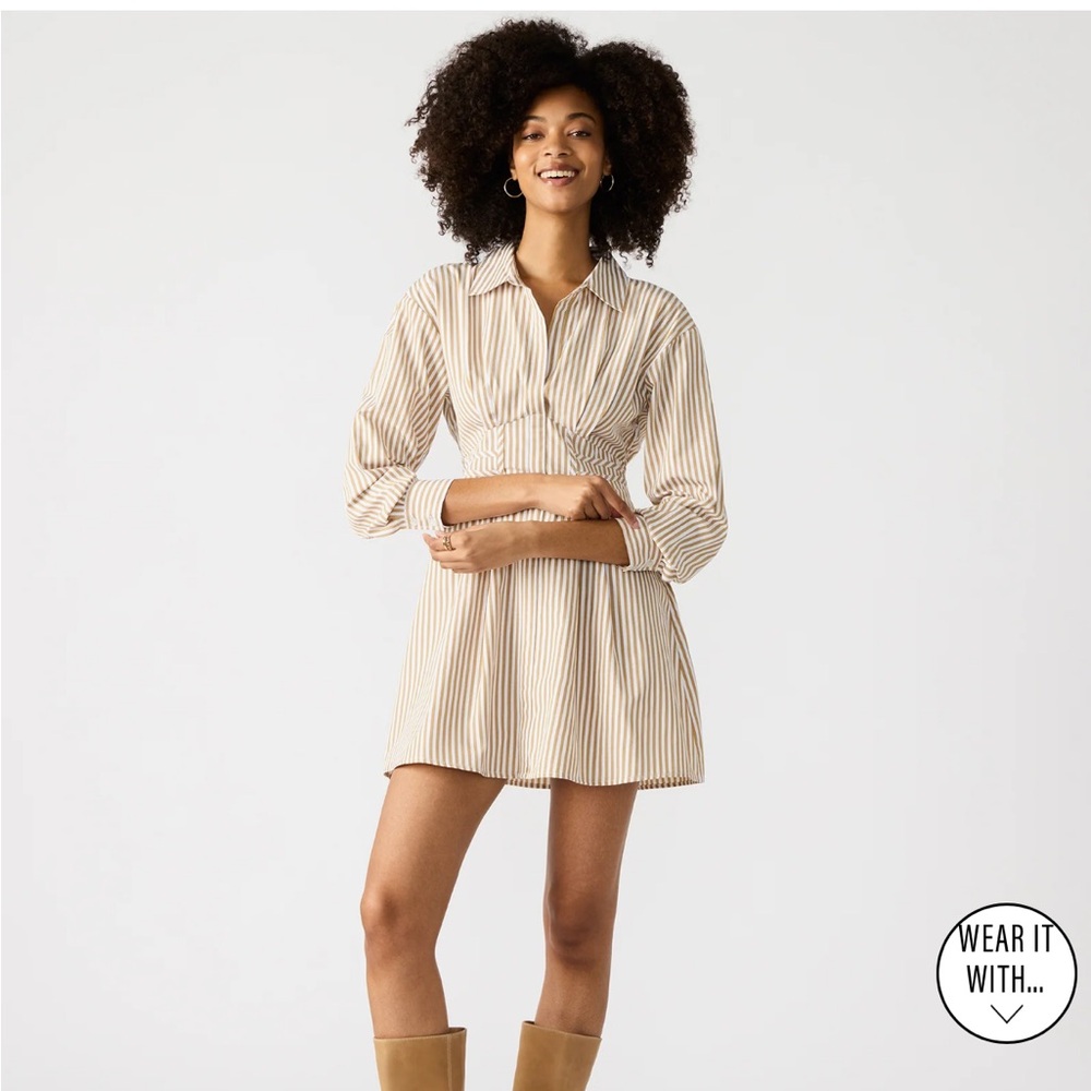 Steve Madden Striped Cream Mini Dress